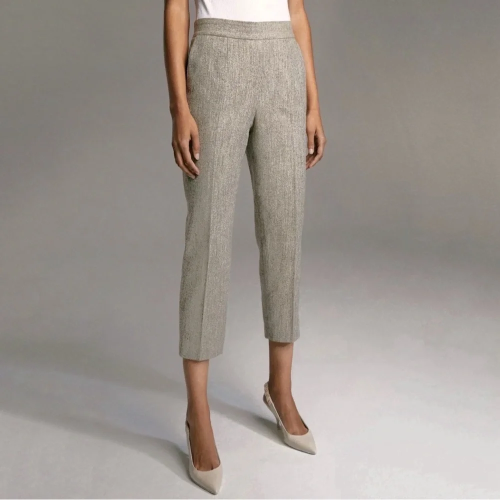 Aritzia Babaton Conan Pant Speckled Tweed Cotton Wool Silk Blend Crop Trouser 2